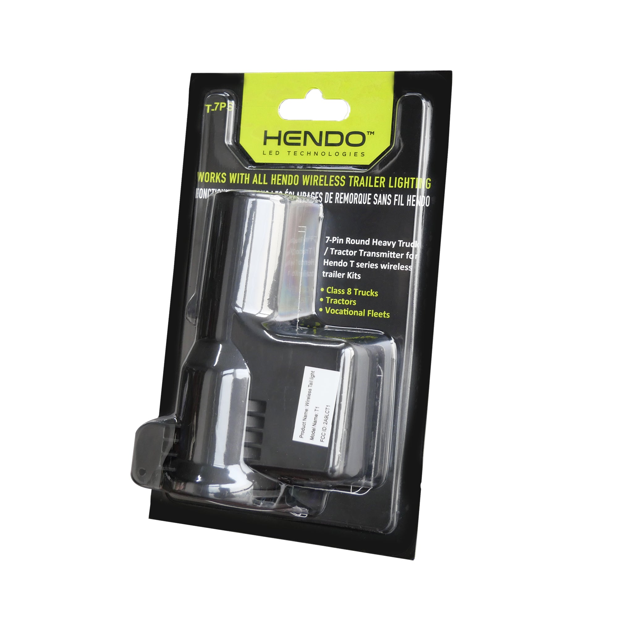 HENDO T7PS Wireless Trailer Light Transmitter – 7-Pin Round Plug Adapter for Wireless Trailer Light Kits, Plug-and-Play Tow Signal Transmitter